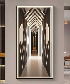 Black Frame Modern 3D Painting With Warm Led Light